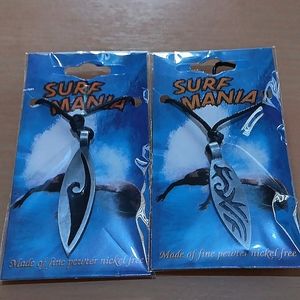 Surf Pendant Necklace cord black 2pcs Necklace